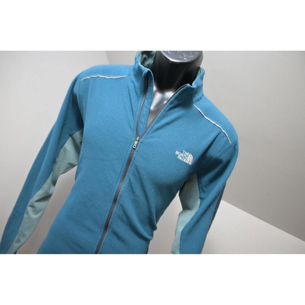 The North Face Fleece Jacket Mens Large Blue Full Zip Mock Neck Camp Hiking